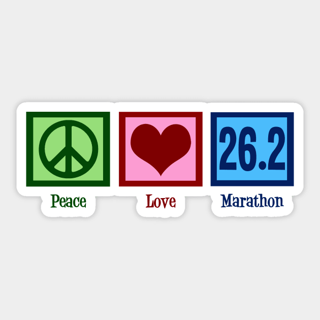 Peace Love Marathon Runner Sticker by epiclovedesigns